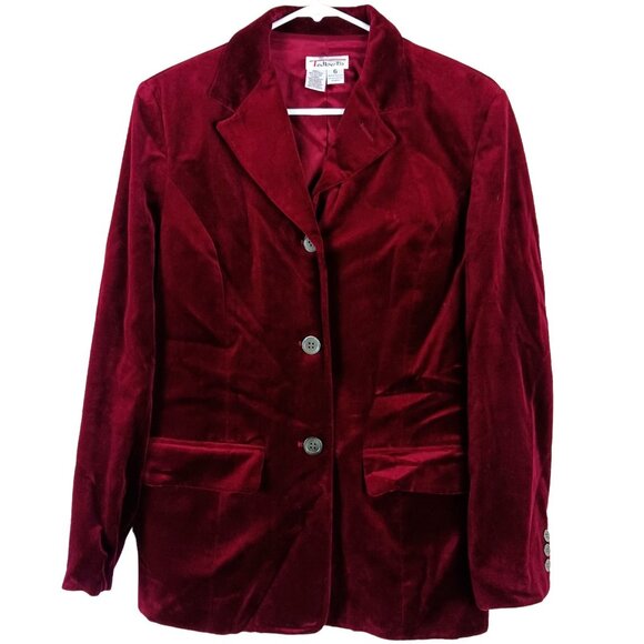 Vintage Talbots Womens Romantic Velvet Jacket Coat Crimson Red Size 6 Made USA - Picture 1 of 8